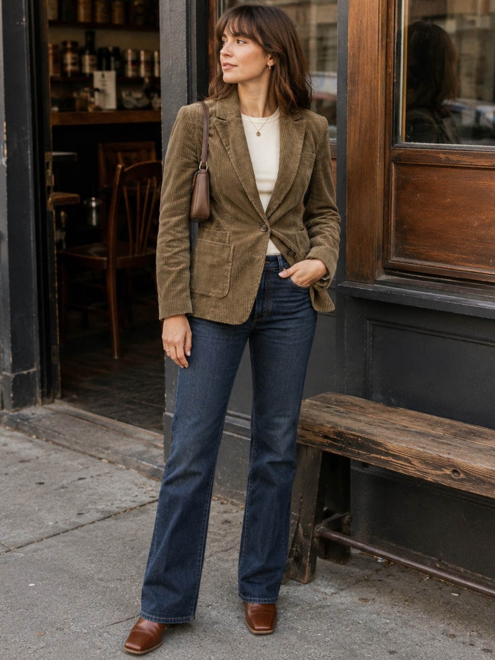 Vintage Y2K Banana Republic Size 10 Olive Corduroy Blazer Wide Wale